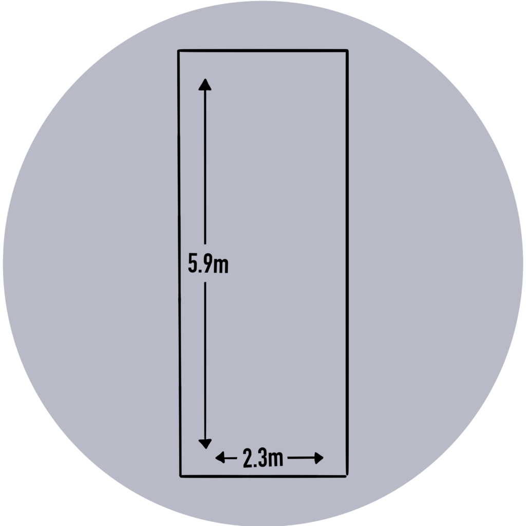 Container storage unit floor plan
5.9 meters by 2.3 meters